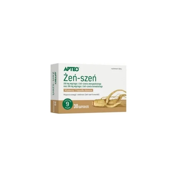 GINSENG Apteo Vitality Energy Concentration Immune System Fatigue 30 Capsules
