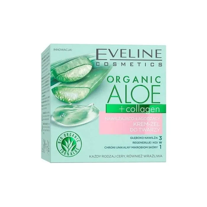 Eveline Cosmetics Organic Aloe + Collagen Moisturizing and Soothing Face Cream Gel 50ml