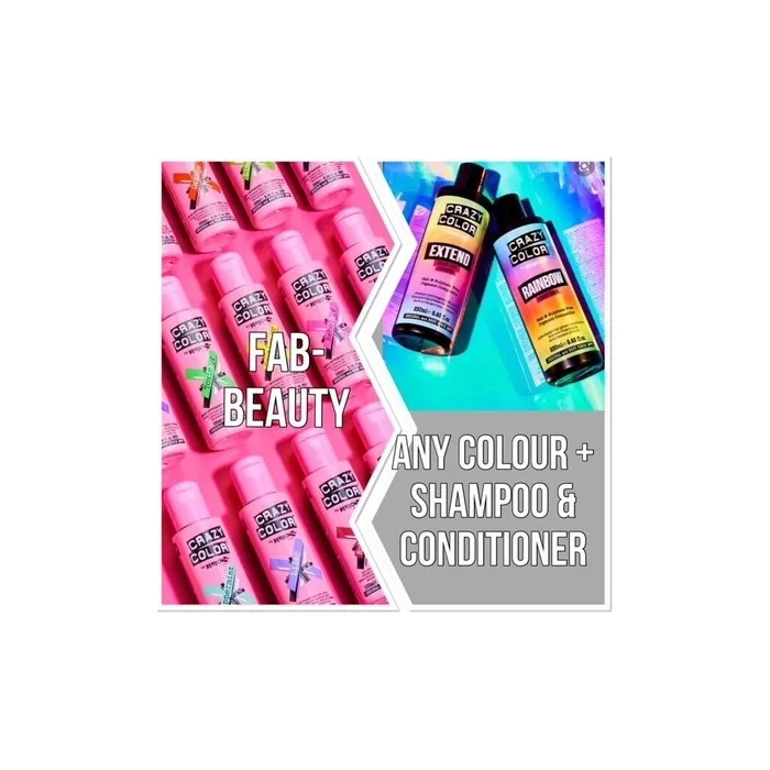 Crazy Color Hair Dye 100ml with Color Extend Shampoo and Rainbow Conditioner
