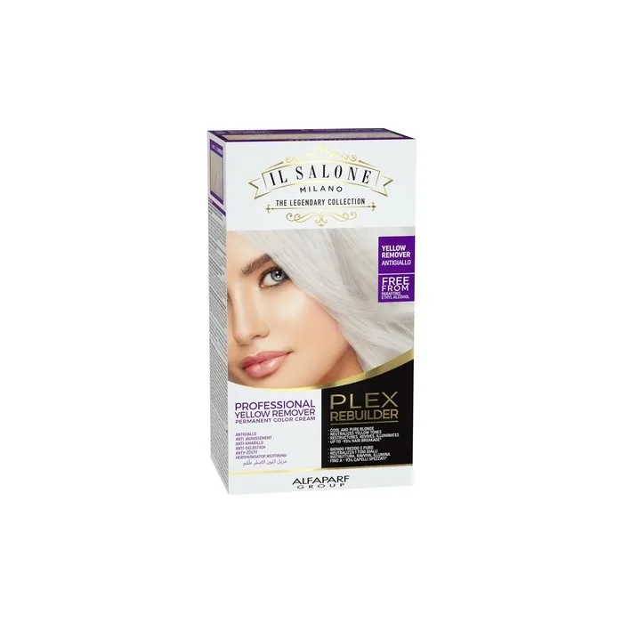 Il Salone Milano Plex Rebuilder Yellow Remover for Blonde Grey White Natural or Colored Hair Professional Hair Dye Kit for a Natural Gloss and Glaze Paraffin Paraben and Alcohol Free