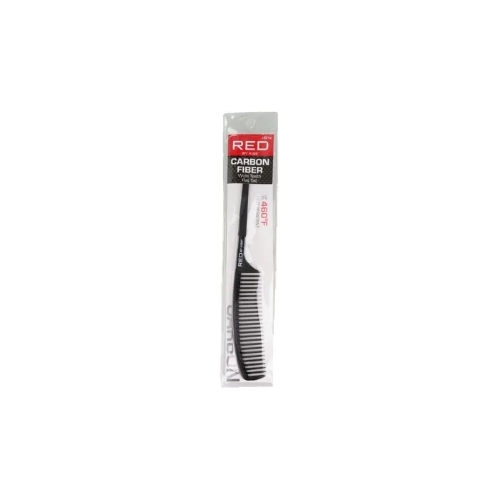 Red Kiss Carbon Wide Teeth Rat Tail Comb