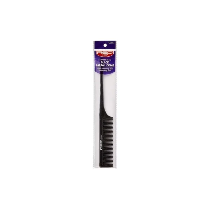 Red Professional Rat Tail Comb Black