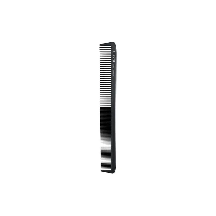 T4B Lussoni Cutting Comb Carbon Haircutting Comb for All Hair Types with Antistatic and Negative Ions, Coarse and Fine Teeth 110