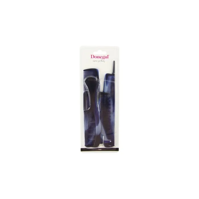 Donegal Hair Comb Set Navy 1516 - 6 Pieces