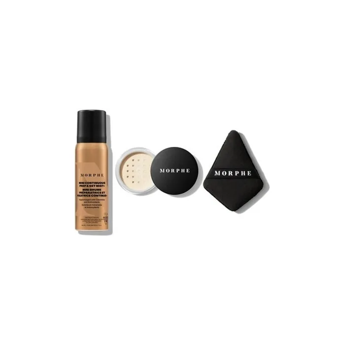 Morphe Set - Continuous Prep And Set Mist 36.8g + Translucent Setting Powder 2.6g + Highlight And Co