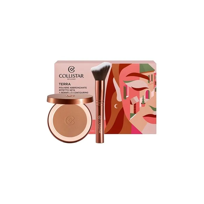 Collistar Bronzer Set Terra Silk Effect Bronzing Powder 44 Hawaii Matte With Contouring Brush