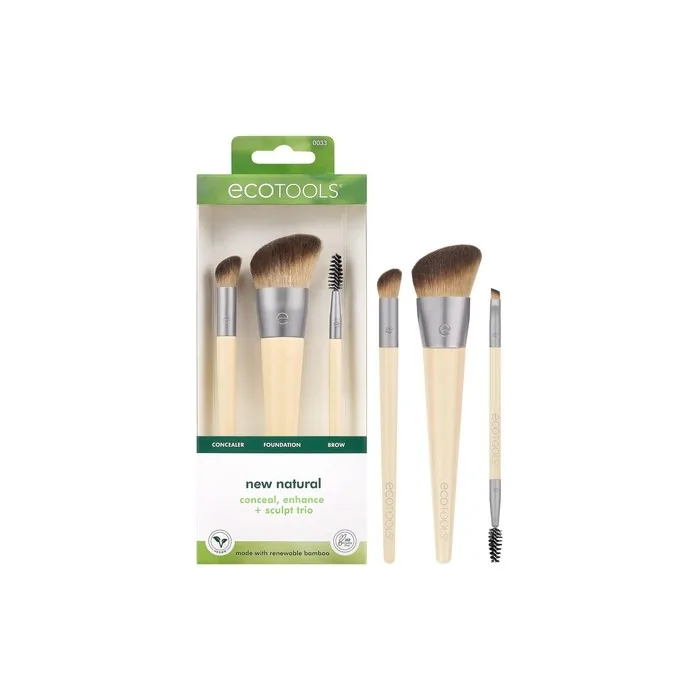 EcoTools New Natural Conceal Enhance & Sculpt Trio Makeup Brushes 3 Piece Set