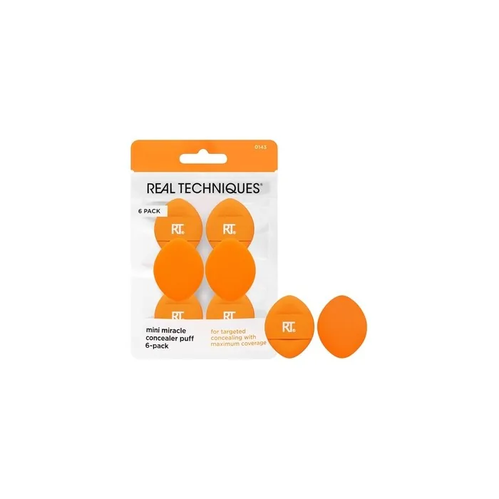 Real Techniques Mini Miracle Concealer Puffs Small Makeup Puff for Liquid Cream Foundation Targeted Concealing Under Eyes Blemishes Travel Friendly Vegan Cruelty Free