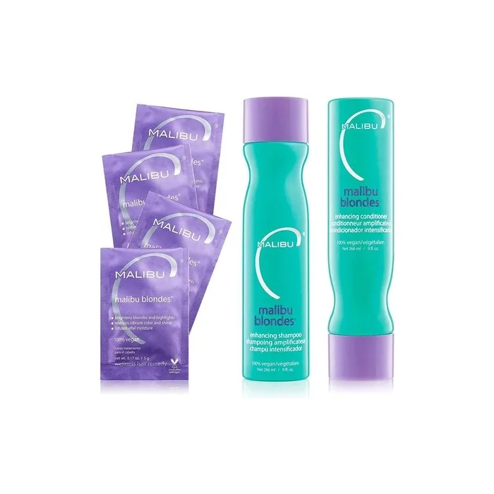 Malibu C Blondes Wellness Kit Shampoo and Conditioner Plus Weekly Brightener
