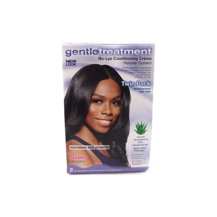 Gentle Treatment No-Lye Conditioning Cream Relaxer Twin Pack Super Hair Straightening System with Aloe Vera