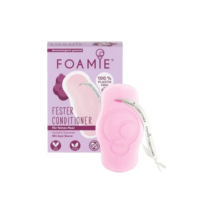 Foamie Solid Conditioner 80g for Fine and Dry Hair - Provides More Volume with Açaí Berries and Almond Extracts - 100% Vegan - Without Plastic - No Animal Testing