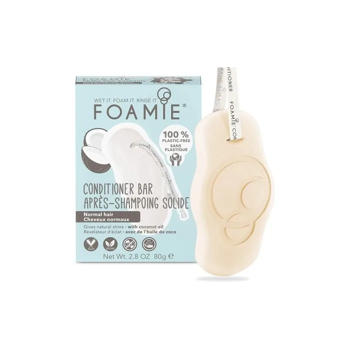 Foamie Solid Conditioner for Normal Hair & Curls with Coconut Oil 80g - 100% Vegan and Plastic-Free