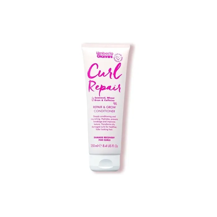 Umberto Giannini Curl Repair Conditioner Vegan Cruelty Free Repair Growth Formula with Seaweed Wheat Bran Caffeine 250ml