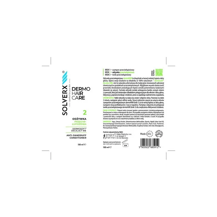 Solverx Dermo Hair Antidandruff Conditioner 150 Ml