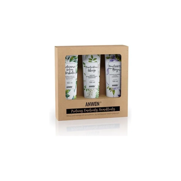 Anwen Set Hair Conditioners For Low Porosity Hair - Protein Green Tea 100ml, Emollient Action 100ml, Moisturizing Elder 100ml