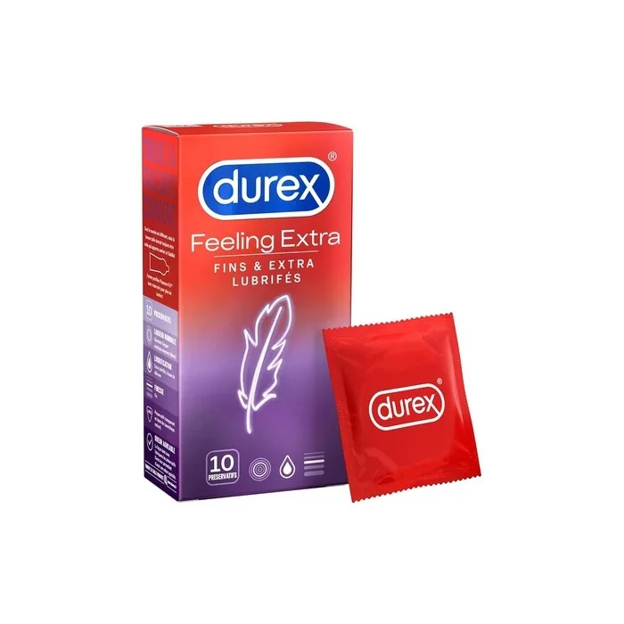 Durex Feeling Extra Men's Condoms Fine and Extra Lubricated 10 Units