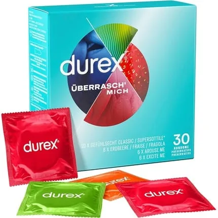 Durex Surprise Me Condom Mix Pack - 30 Condoms, Various Sizes and Fits