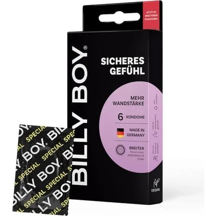 BILLY BOY Condoms Safe Feeling 56mm Wider Condoms with More Wall Thickness 6 Pieces - Pack of 6