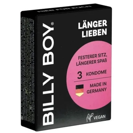 Billy Boy Love Longer Condoms with Integrated Ring - Pack of 3