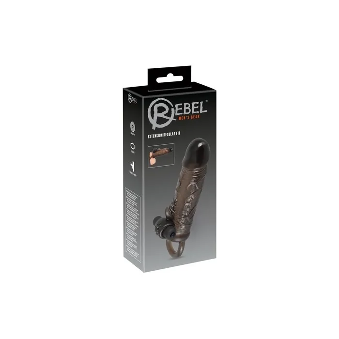 Rebel Extension Regular Fit Penis Sleeve with Vibro-Bullet 19cm - Black