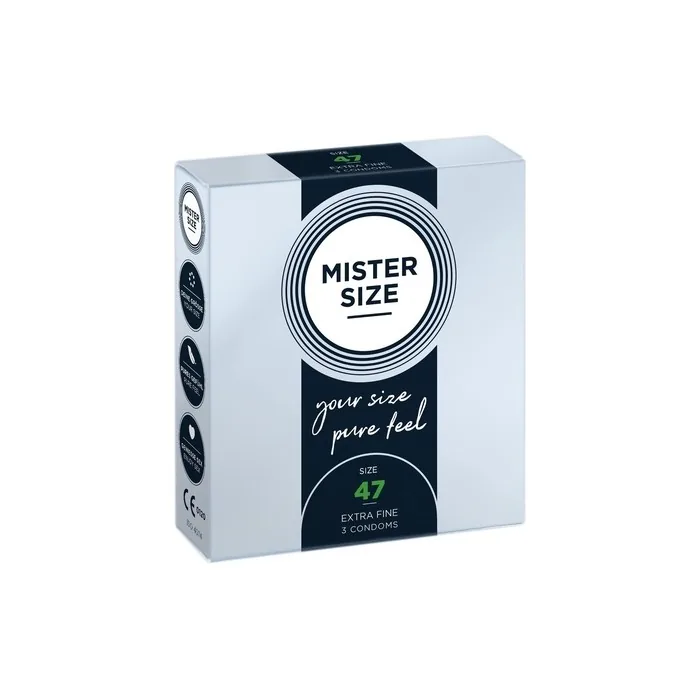Mister Size 47mm Ultra-Sensitive Condoms for Men Extra Thin Extra Fine Extra Lube Made from 100% Natural Rubber Latex in Your Size XS - S Real Feel Pack of 3 47mm