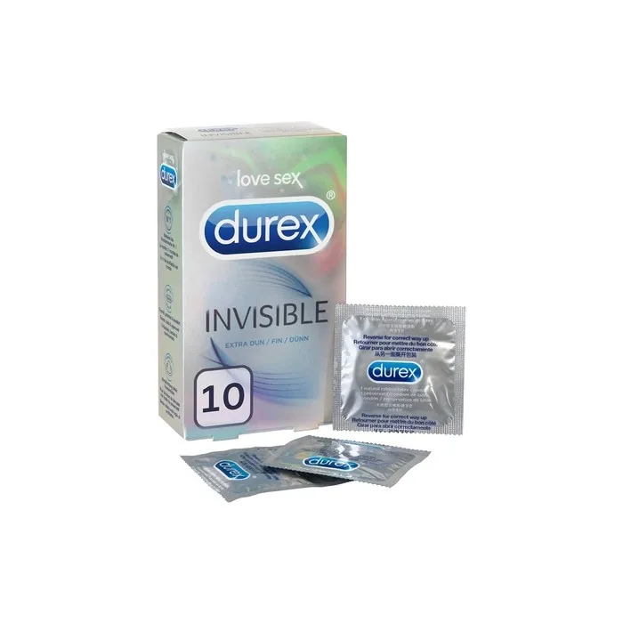 Durex Invisible Extra Thin Condoms for Men 12 Condoms - Pack of 10