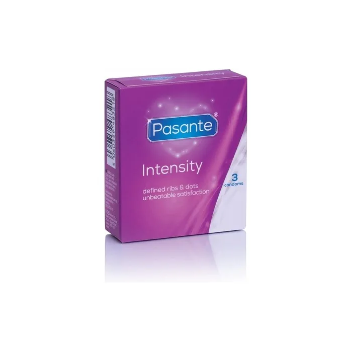 Pasante Intensity Ribs and Dots Exciting Condoms - Anatomical Shape, Ribbed and Dotted for More Stimulation 3 Pack