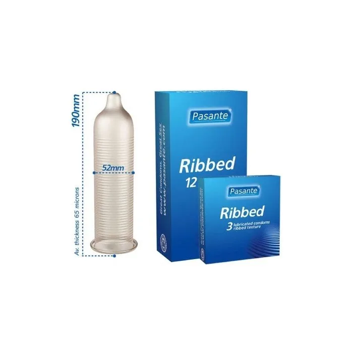 Pasante Passion Ribbed Condoms for Increased Stimulation 3 Pack