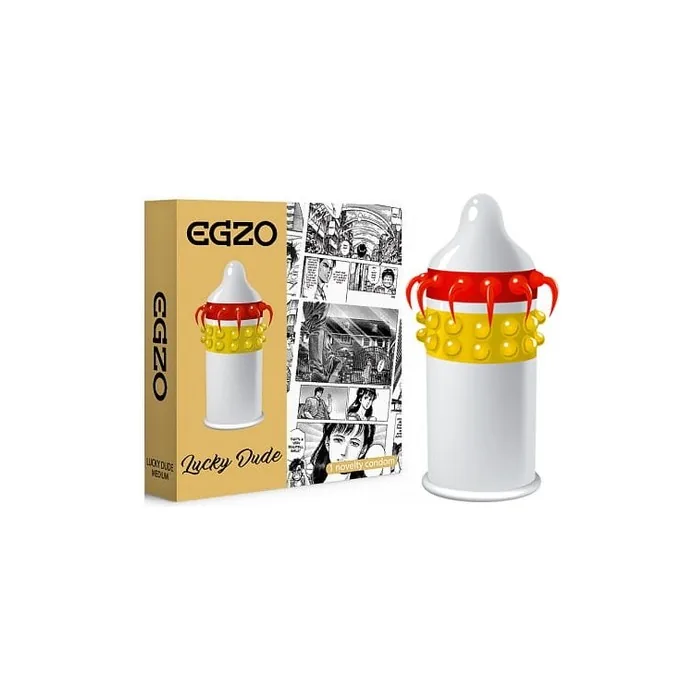 Egzo Lucky Dude Condom With Pleasurable Spikes And Protrusions Medium 1 Piece
