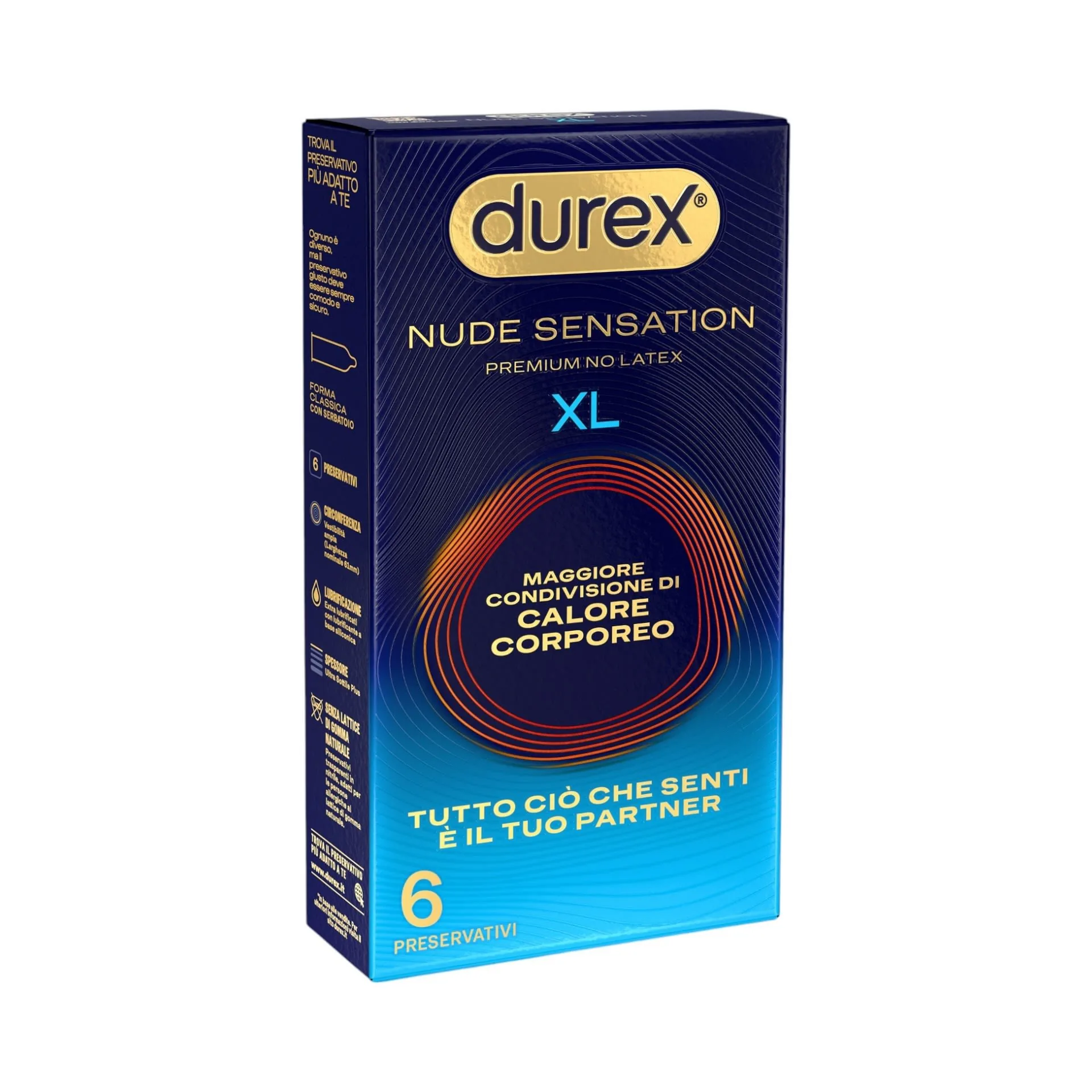 Durex Nude Sensation Extra Large Condoms 6 Pack - Ultra Thin No-Latex