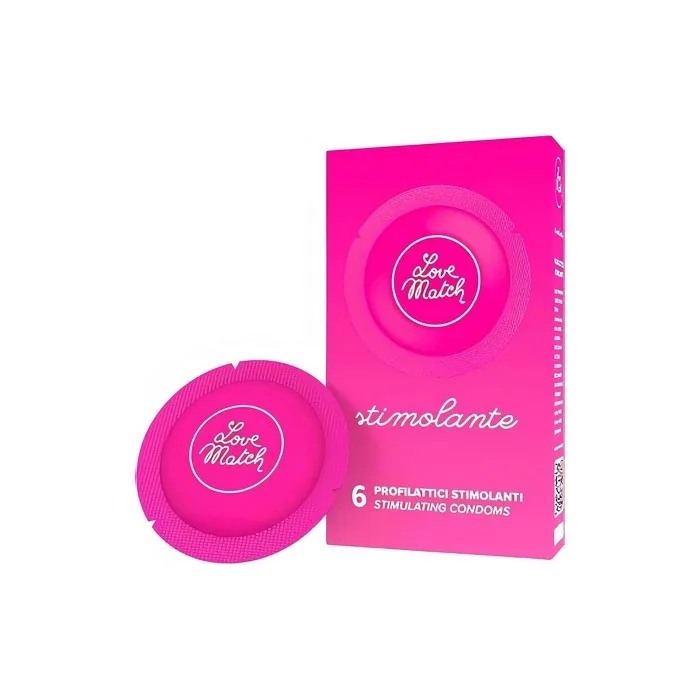 Love Match Stimulating Condoms from Italy Retro Design Round Foils - Pack of 6