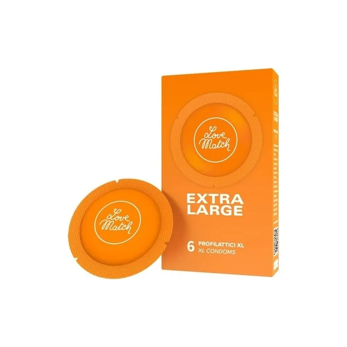 LoveMatch Extra Large 6 Wider Condoms from Italy 57mm Nominal Width Retro Design