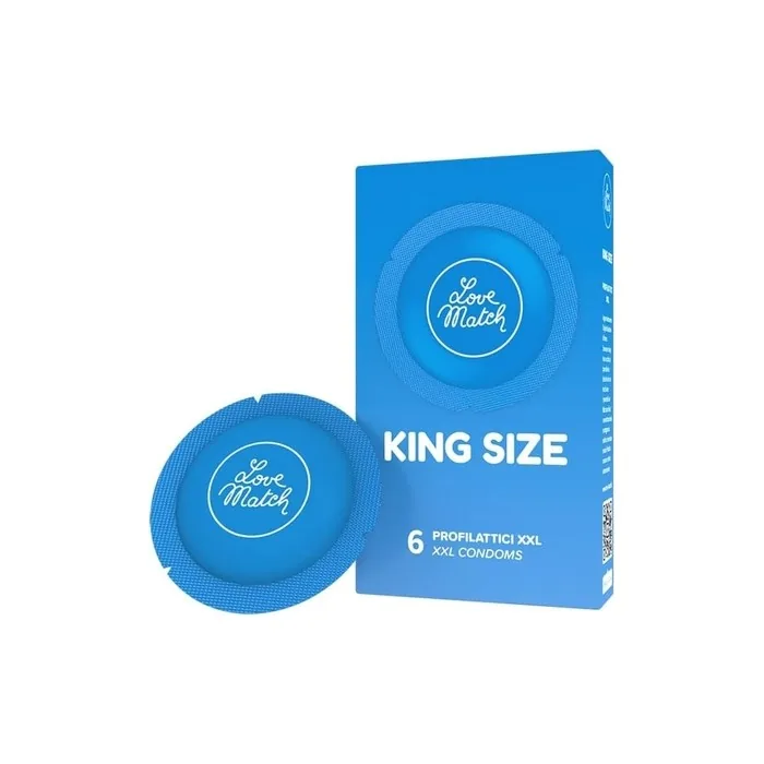 LoveMatch King Size 6 Extra Wide Condoms from Italy - Round Foils with Various Designs Retro Look