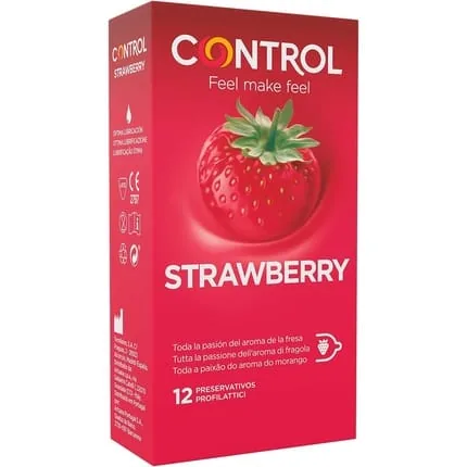 Control Strawberry Condoms 12 Condoms Strawberry Scented Lubricated - Pack of 12