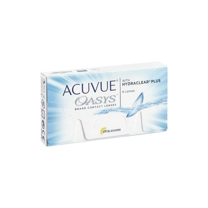 ACUVUE OASYS Contact Lenses 2-Week Lenses for Day and Night with 6.5 dpt and BC 8.4 UV Protection, Dryness Protection & Extremely Comfortable Wear 6 Lenses