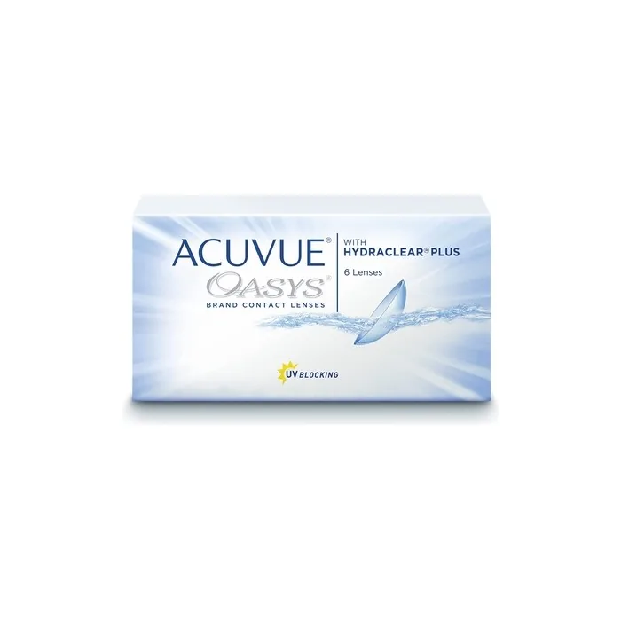 ACUVUE OASYS Contact Lenses 2-Week Lenses for Day and Night -6.0 Dpt and BC 8.4 with UV Protection and Moisture - Pack of 6