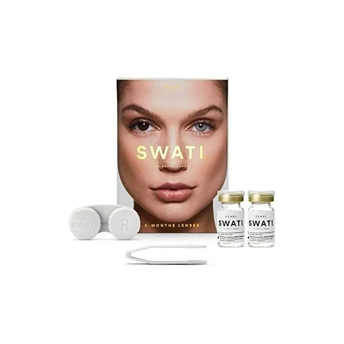 SWATI Cosmetics Pearl Gray Colored Contact Lenses 0.0 Diopters 8.7mm Base Curve 14.20mm Diameter