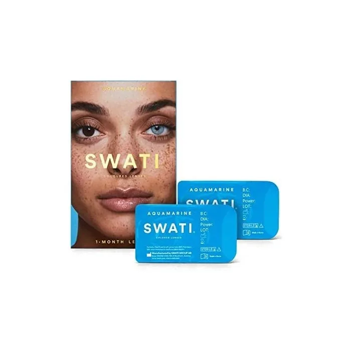 SWATI Cosmetics Aquamarine Blue Color Contact Lenses 0.0 Dioptrien 8.7mm Base Curve 14.2mm Diameter