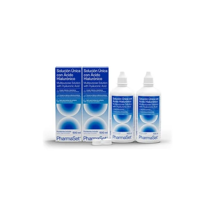 Pharmaset Unique Solution With Hyaluronic Acid For Soft Contact Lenses 2 X 500 Ml