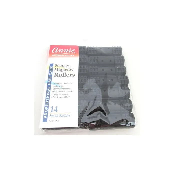 Annie Snap-On Magnetic Rollers Size S 14 Count Black