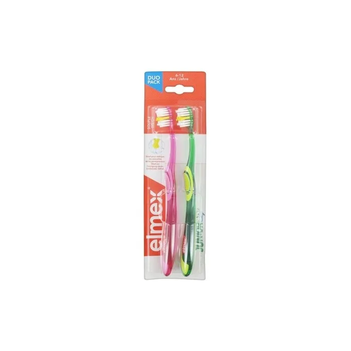 Elmex Junior Toothbrushes Soft Duo Pack for Ages 6-12