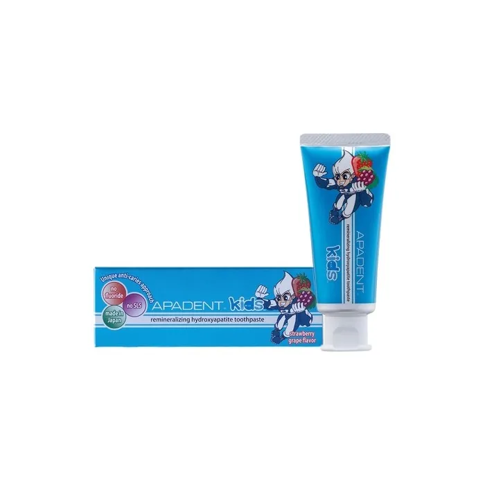 APADENT KIDS Remineralizing Nano-Hydroxyapatite Toothpaste with Xylitol and Low-Foaming Formula 60g Strawberry-Grape Flavor
