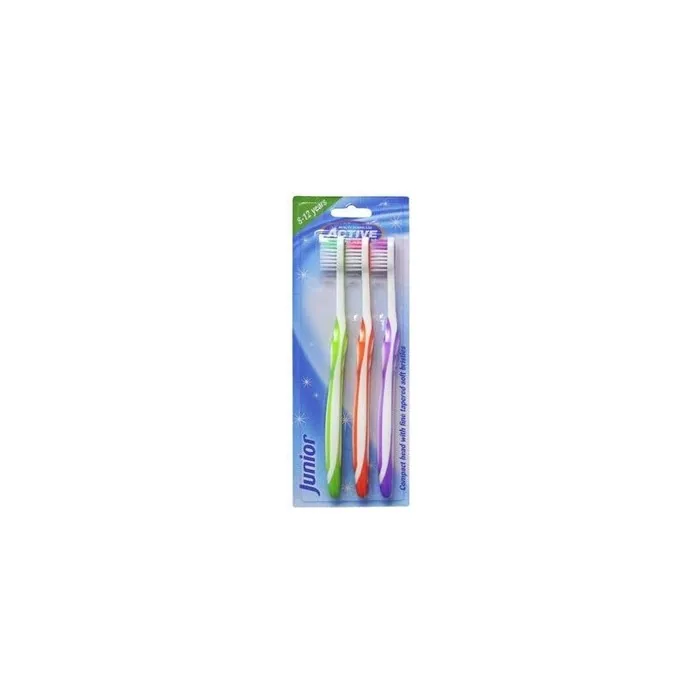 Active Oral Care Junior Toothbrushes For Children 8-12 Years Set Of 3