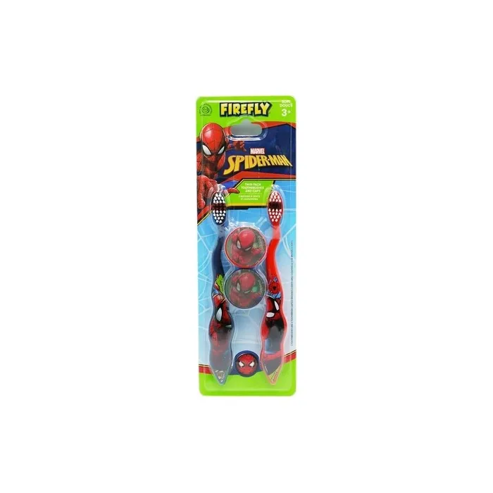 Marvel Spiderman Kids Toothbrushes & Caps with Ergonomic Handles