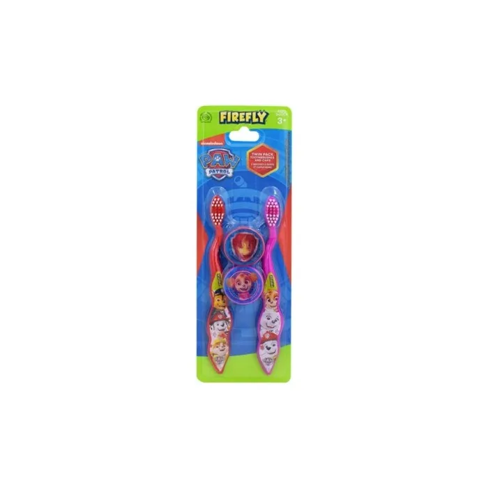 Firefly Nickelodeon Paw Patrol Double Pack Toothbrushes & Caps - NEW & SEALED UK