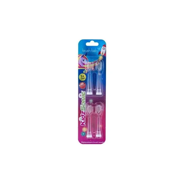 Brush Baby Kidz Sonic Toothbrush Heads For Ages 3-6, Pack Of 4