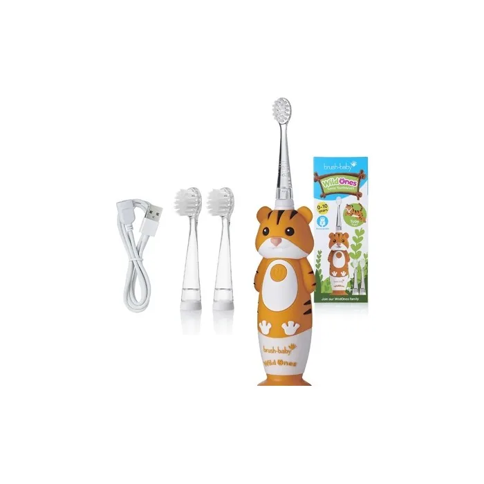 Brush Baby Wild Ones Sonic Toothbrush For Children 0-10 Tiger