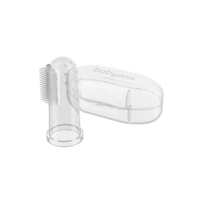 Babyono Baby Finger Toothbrush Silicone Teeth Cleaning Dental Care Set for Kids with Storage Box