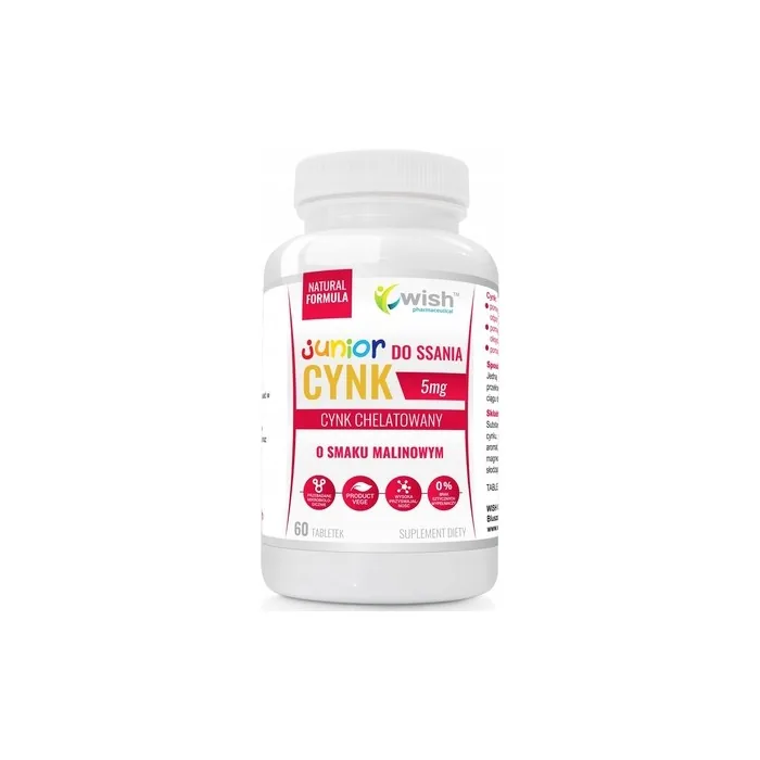 Wish Pharmaceutical Junior Zinc 5mg Lozenges For Children Raspberry Flavor 60 Tablets