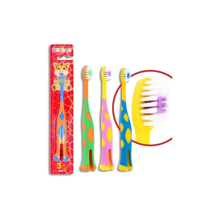 Wellbee Kids Toothbrush 3 Soft Mix Of Colors